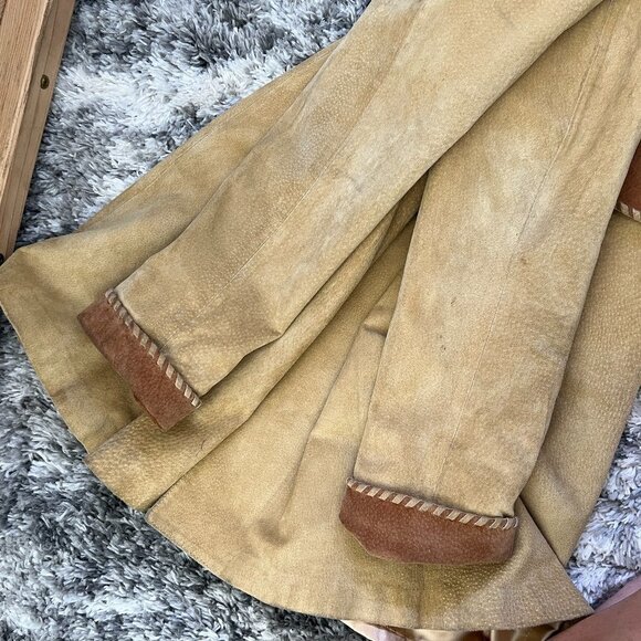 Vintage Suede Leather Military Style Trench Coat - Picture 10 of 10